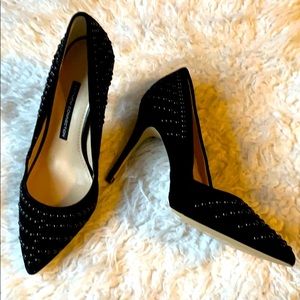 Like New.French Connection Black Suede Studs Heels